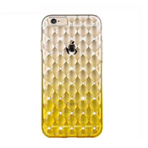 Funda Silicona Ultrafina Transparente Gradiente Diamante para Apple iPhone 6S Amarillo