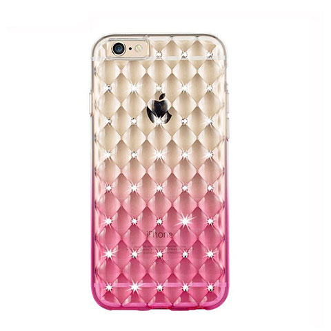 Funda Silicona Ultrafina Transparente Gradiente Diamante para Apple iPhone 6S Plus Rosa