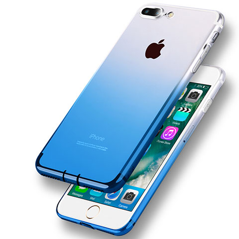 Funda Silicona Ultrafina Transparente Gradiente G01 para Apple iPhone 7 Plus Azul