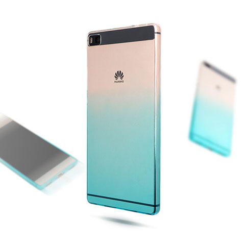 Funda Silicona Ultrafina Transparente Gradiente para Huawei P8 Azul