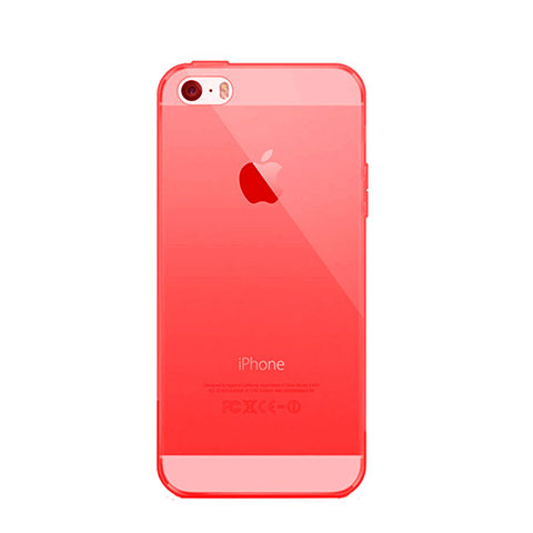 Funda Silicona Ultrafina Transparente Mate para Apple iPhone 5 Rojo