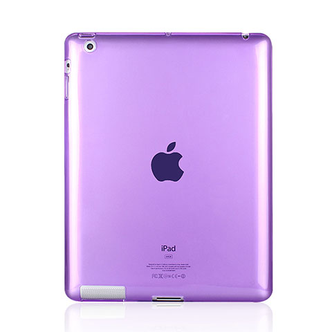 Funda Silicona Ultrafina Transparente para Apple iPad 4 Morado