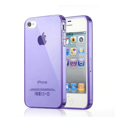 Funda Silicona Ultrafina Transparente para Apple iPhone 4S Morado