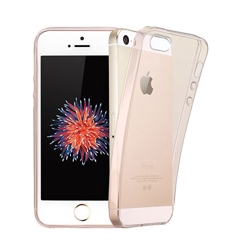 Funda Silicona Ultrafina Transparente para Apple iPhone 5 Rosa