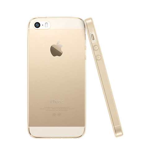 Funda Silicona Ultrafina Transparente para Apple iPhone 5S Oro