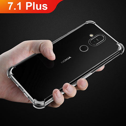 Funda Silicona Ultrafina Transparente T02 para Nokia 7.1 Plus Claro