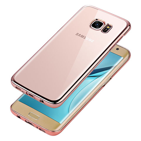 Funda Silicona Ultrafina Transparente T06 para Samsung Galaxy S7 Edge G935F Oro Rosa