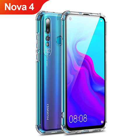 Funda Silicona Ultrafina Transparente T14 para Huawei Nova 4 Rojo