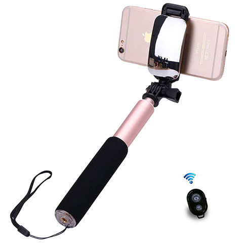 Palo Selfie Stick Bluetooth Disparador Remoto Extensible Universal S13 Oro Rosa