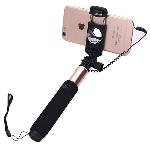 Palo Selfie Stick Extensible Conecta Mediante Cable Universal S04 Oro Rosa