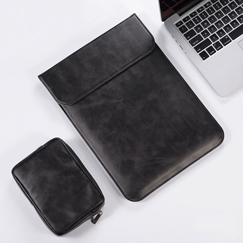 Suave Cuero Bolsillo Funda para Apple MacBook 12 pulgadas Negro