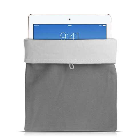 Suave Terciopelo Tela Bolsa Funda para Apple iPad Air 2 Gris