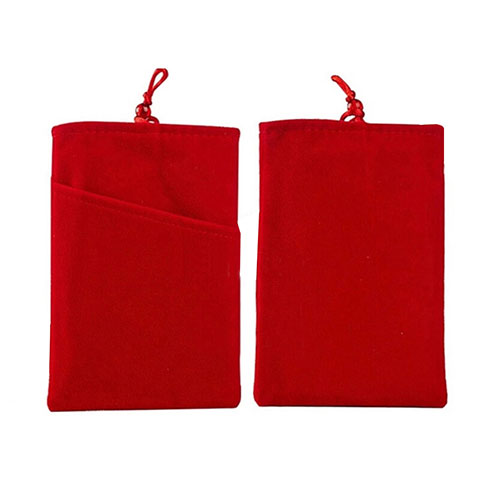 Suave Terciopelo Tela Bolsillo Funda Universal Rojo