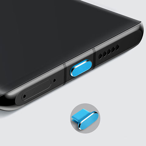 Tapon Antipolvo USB-C Jack Type-C Universal H08 para Apple iPhone 15 Azul