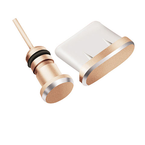 Tapon Antipolvo USB-C Jack Type-C Universal H09 para Apple iPhone 15 Pro Max Oro Rosa