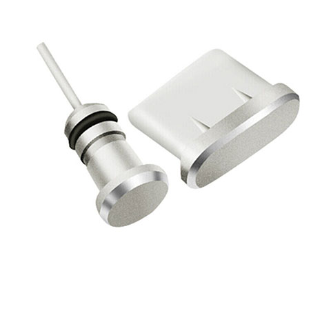 Tapon Antipolvo USB-C Jack Type-C Universal H09 para Apple iPhone 15 Pro Plata