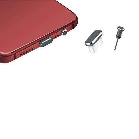 Tapon Antipolvo USB-C Jack Type-C Universal H17 para Apple iPad Pro 12.9 (2021) Gris Oscuro