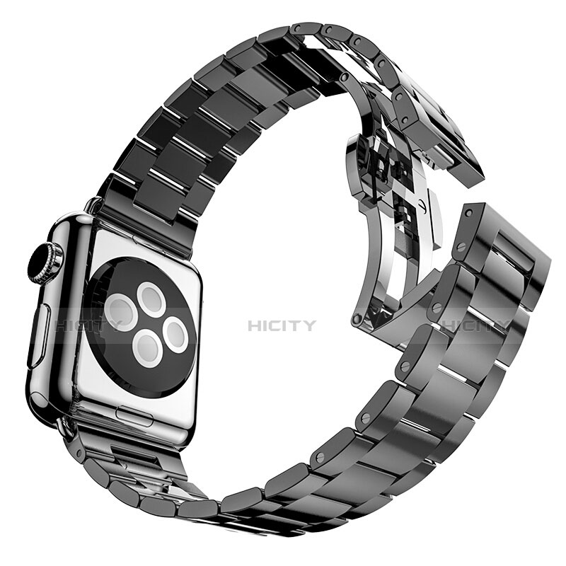 Acero Inoxidable Correa De Reloj Pulsera Eslabones para Apple iWatch 42mm Negro