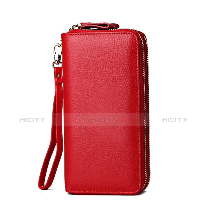 Bolso Cartera Protectora de Cuero Universal H21 Rojo