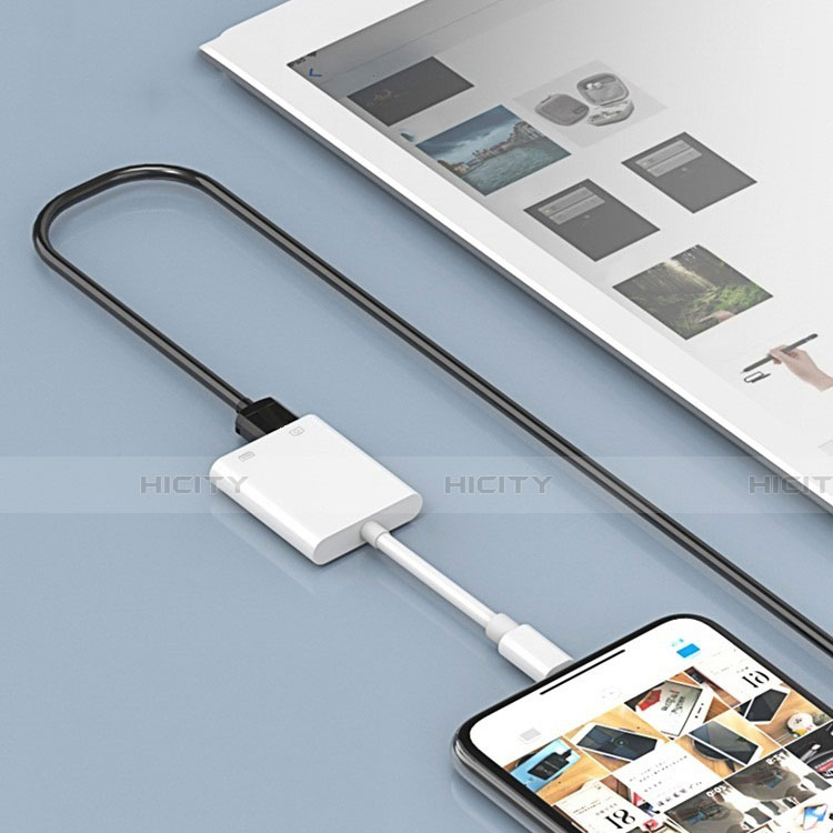 Cable Adaptador Lightning a USB OTG H01 para Apple iPhone 6 Blanco