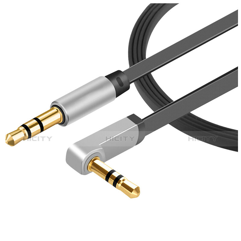 Cable Mini Jack de 3.5mm Adaptador Estereo Doble Macho Plano Audio A07 Negro