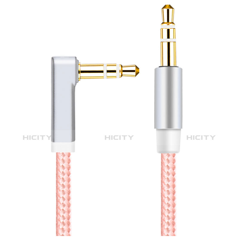 Cable Mini Jack de 3.5mm Adaptador Estereo Doble Macho Plano Audio A08 Rosa