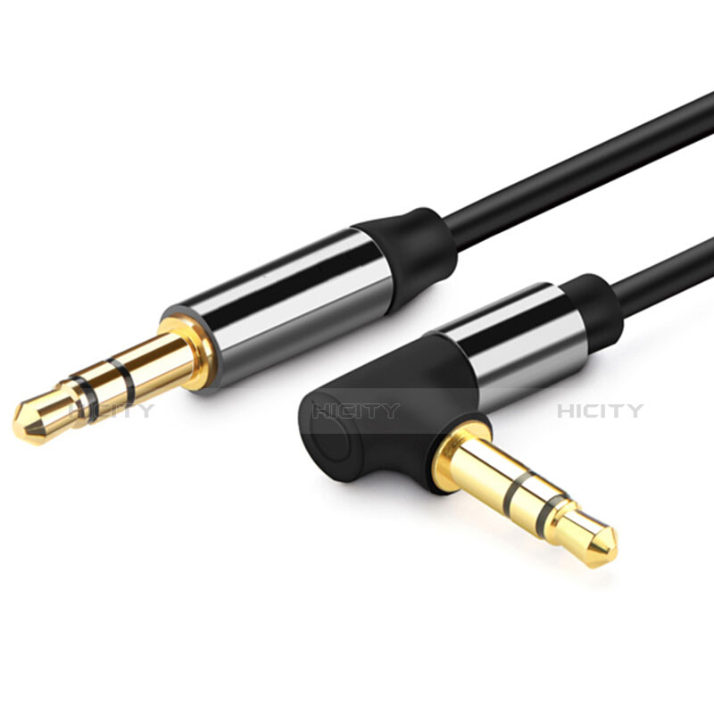 Cable Mini Jack de 3.5mm Adaptador Estereo Doble Macho Plano Audio A10 Negro