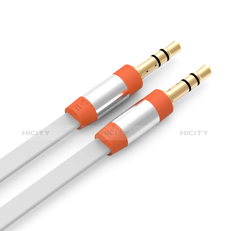 Cable Mini Jack de 3.5mm Adaptador Estereo Doble Macho Plano Audio A12 Naranja