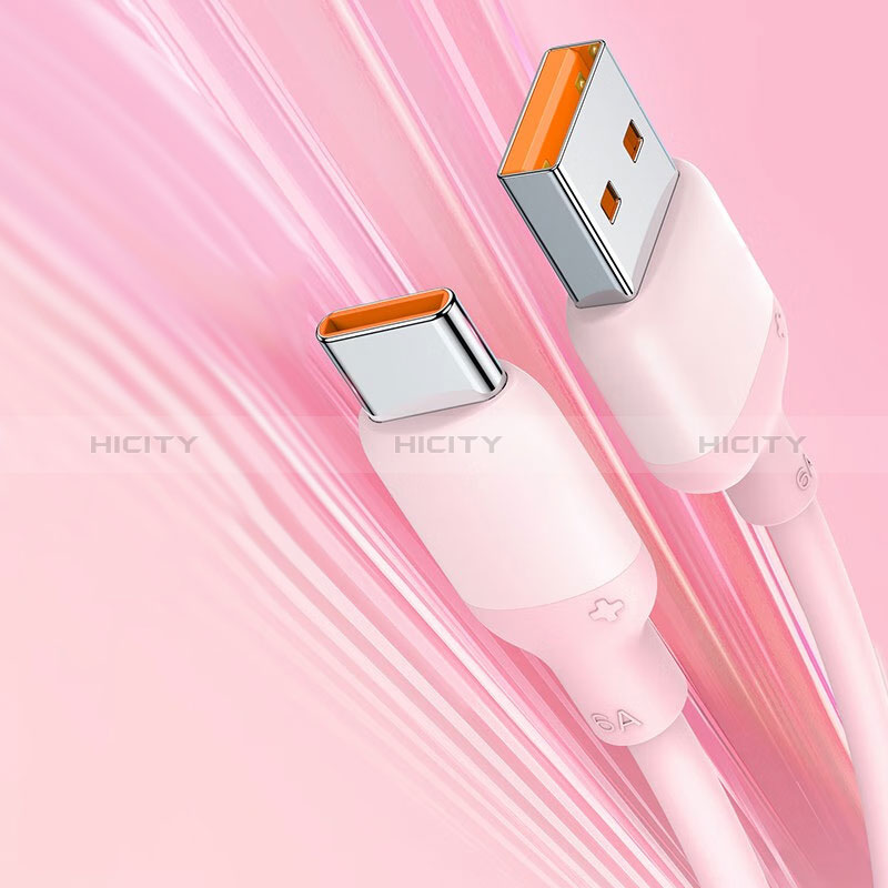 Cable Type-C Android Universal 6A H04 para Apple iPad Pro 12.9 (2021) Rosa