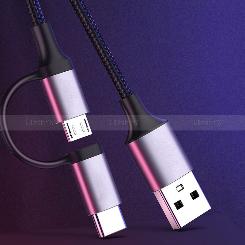 Cable Type-C y Mrico USB Android Universal 3A H01 Gris Oscuro