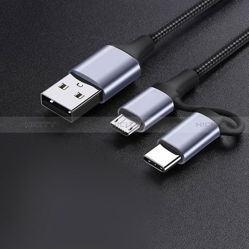 Cable Type-C y Mrico USB Android Universal 3A H01 para Apple iPad Pro 11 (2021) Gris Oscuro