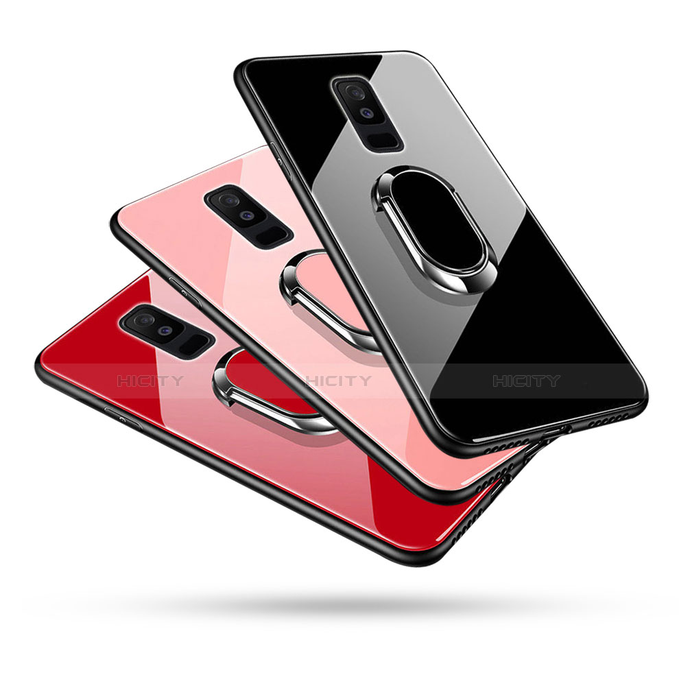 Carcasa Bumper Funda Silicona Espejo con Anillo de dedo Soporte para Samsung Galaxy A6 Plus (2018)