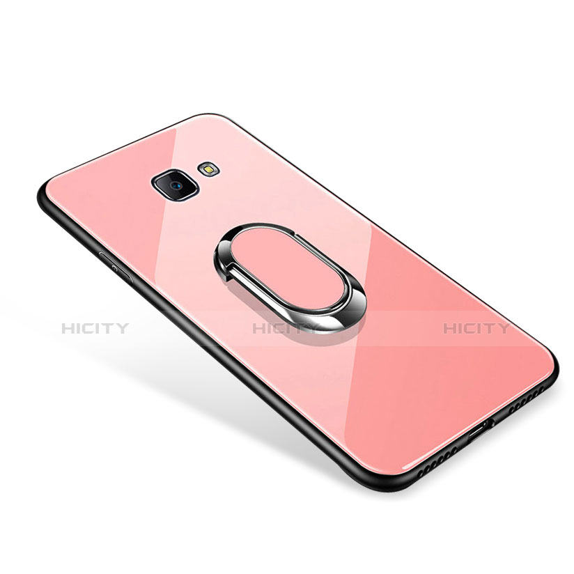 Carcasa Bumper Funda Silicona Espejo con Anillo de dedo Soporte para Samsung Galaxy On7 (2016) G6100 Oro Rosa