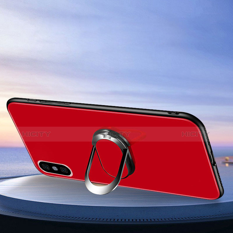 Carcasa Bumper Funda Silicona Espejo con Anillo de dedo Soporte para Xiaomi Mi 8 Pro Global Version