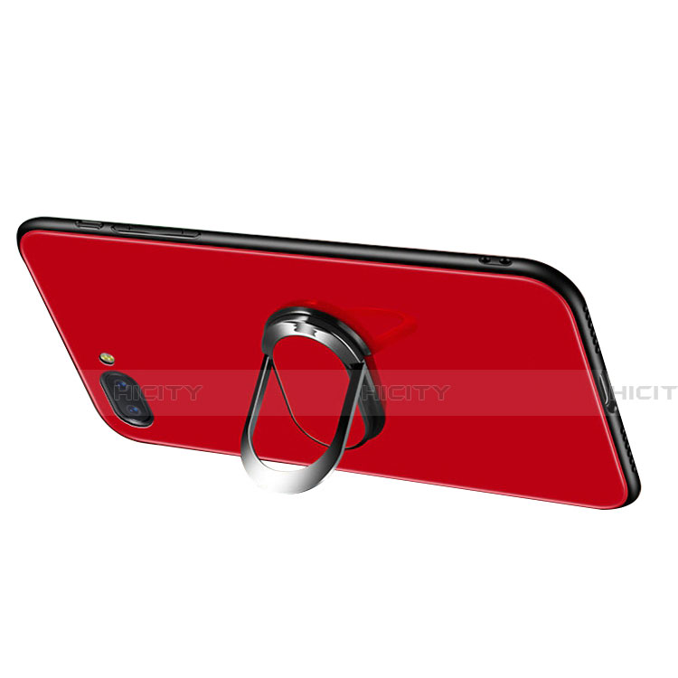 Carcasa Bumper Funda Silicona Espejo con Magnetico Anillo de dedo Soporte A01 para Oppo A5