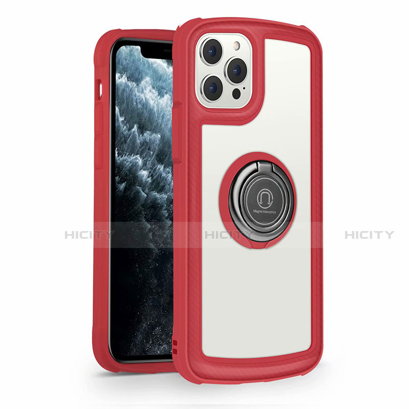 Carcasa Bumper Funda Silicona Espejo con Magnetico Anillo de dedo Soporte N01 para Apple iPhone 12 Pro