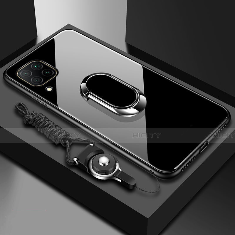 Carcasa Bumper Funda Silicona Espejo con Magnetico Anillo de dedo Soporte para Huawei Nova 7i Negro