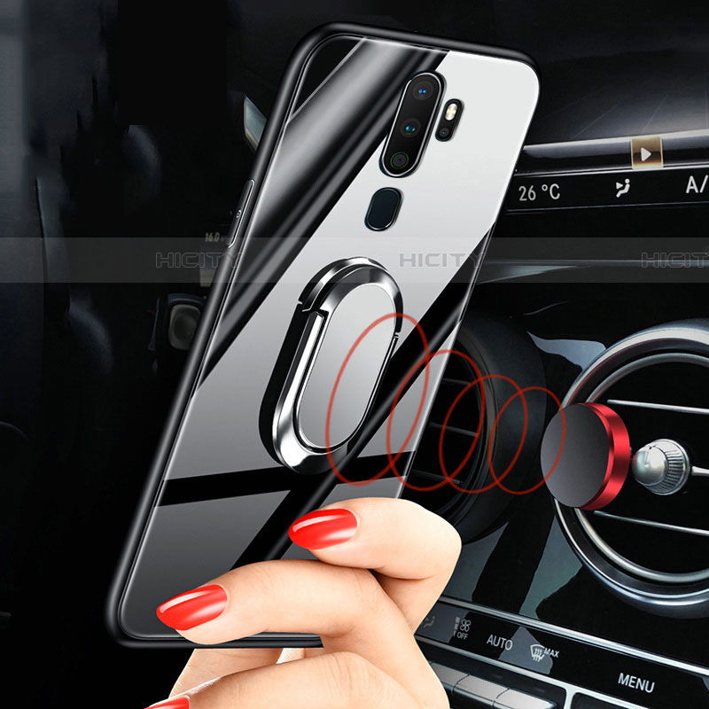 Carcasa Bumper Funda Silicona Espejo con Magnetico Anillo de dedo Soporte para Oppo A11