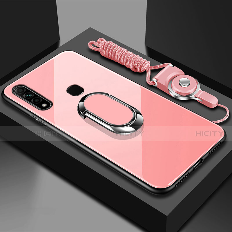 Carcasa Bumper Funda Silicona Espejo con Magnetico Anillo de dedo Soporte para Oppo A8