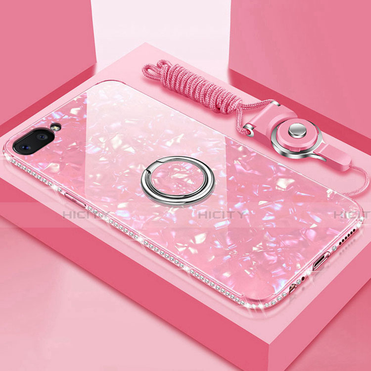 Carcasa Bumper Funda Silicona Espejo con Magnetico Anillo de dedo Soporte para Oppo AX5