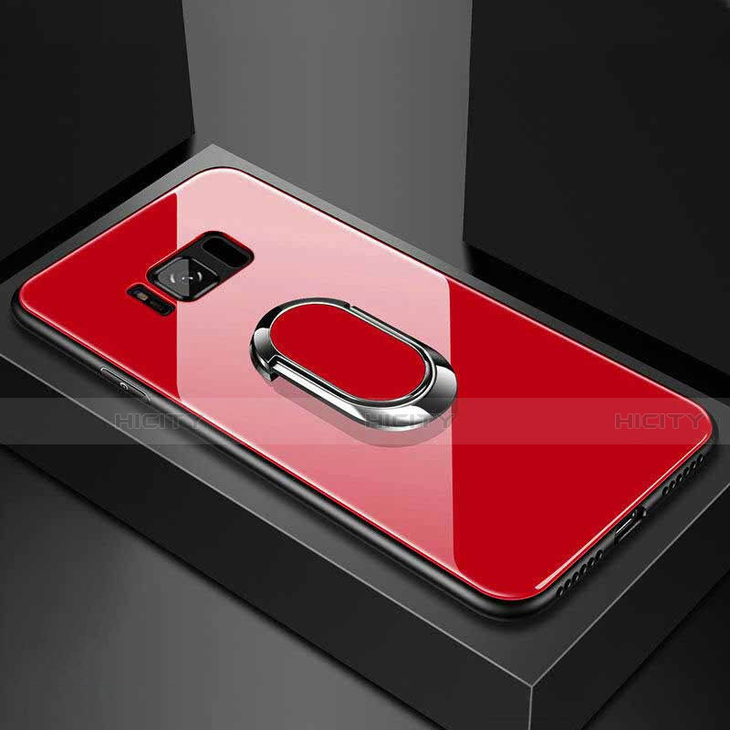 Carcasa Bumper Funda Silicona Espejo con Magnetico Anillo de dedo Soporte para Samsung Galaxy S8