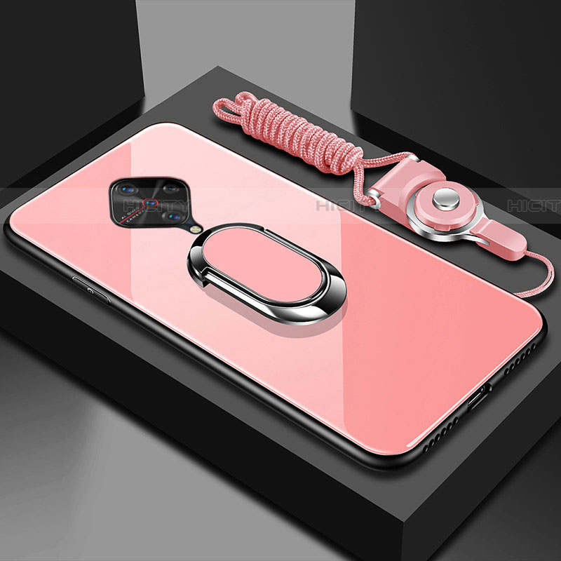 Carcasa Bumper Funda Silicona Espejo con Magnetico Anillo de dedo Soporte para Vivo S1 Pro