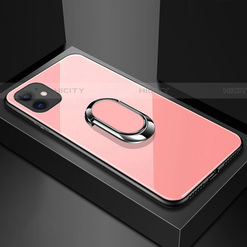 Carcasa Bumper Funda Silicona Espejo con Magnetico Anillo de dedo Soporte T01 para Apple iPhone 11