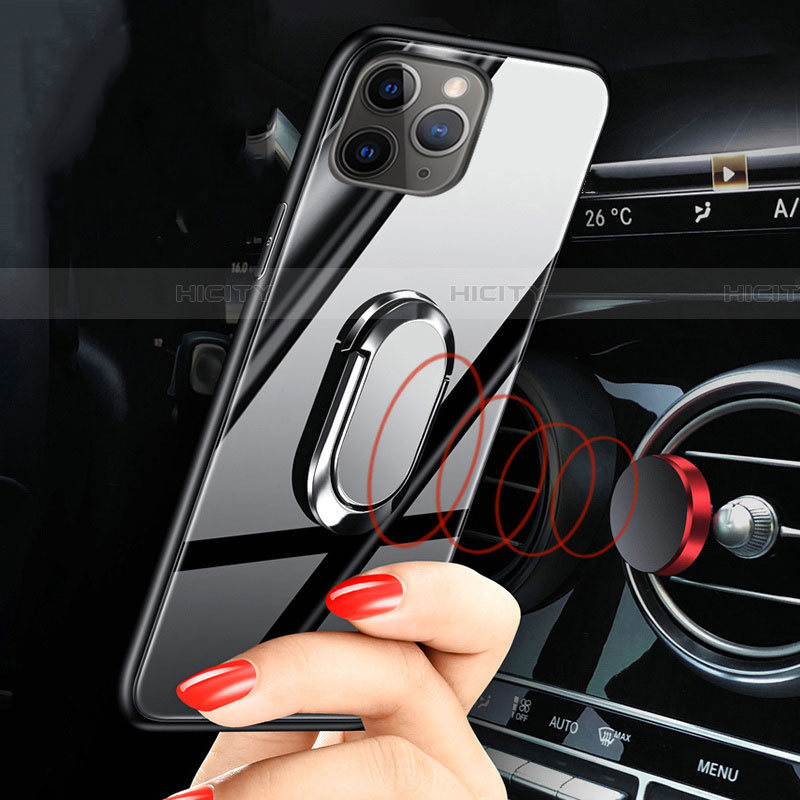 Carcasa Bumper Funda Silicona Espejo con Magnetico Anillo de dedo Soporte T01 para Apple iPhone 11 Pro Max