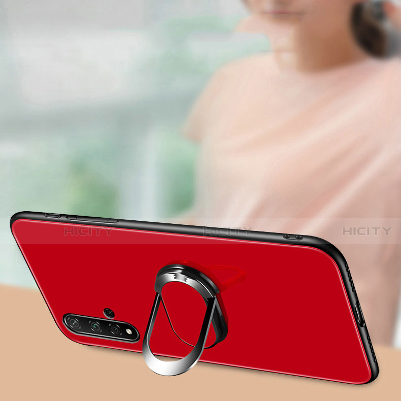 Carcasa Bumper Funda Silicona Espejo con Magnetico Anillo de dedo Soporte T01 para Huawei Nova 5 Pro