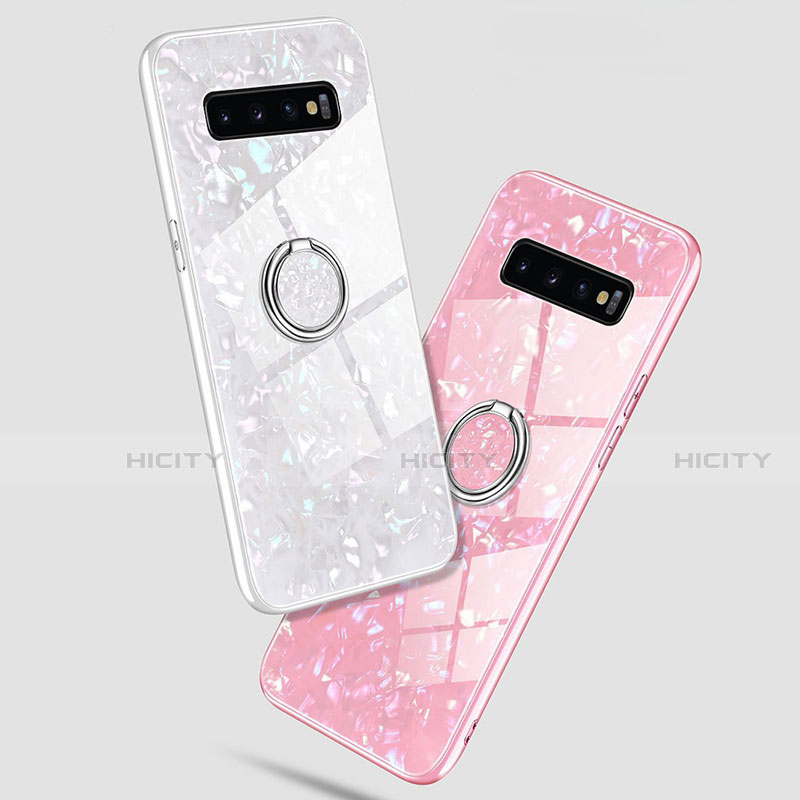 Carcasa Bumper Funda Silicona Espejo con Magnetico Anillo de dedo Soporte T01 para Samsung Galaxy S10