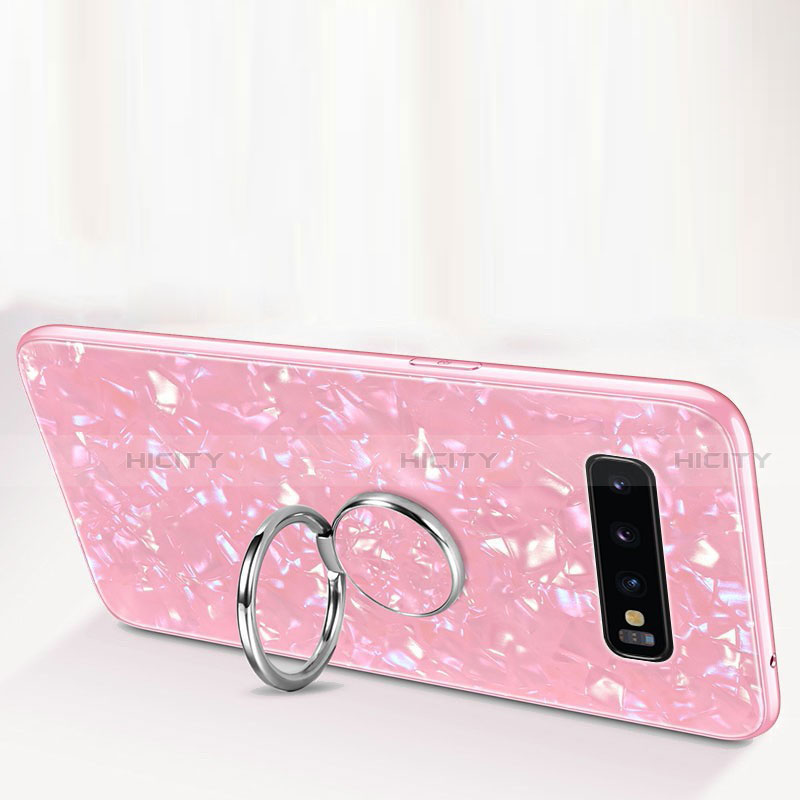 Carcasa Bumper Funda Silicona Espejo con Magnetico Anillo de dedo Soporte T01 para Samsung Galaxy S10 5G