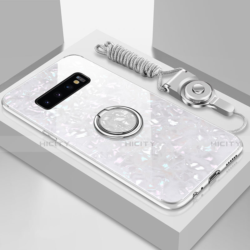 Carcasa Bumper Funda Silicona Espejo con Magnetico Anillo de dedo Soporte T01 para Samsung Galaxy S10 Plus