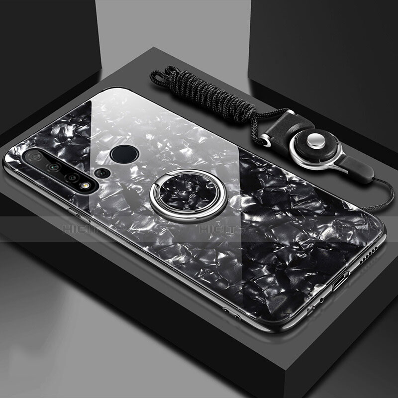 Carcasa Bumper Funda Silicona Espejo con Magnetico Anillo de dedo Soporte T02 para Huawei P20 Lite (2019)
