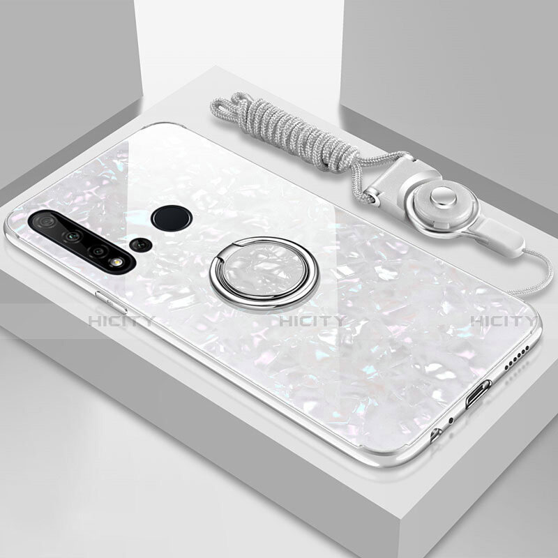 Carcasa Bumper Funda Silicona Espejo con Magnetico Anillo de dedo Soporte T02 para Huawei P20 Lite (2019)